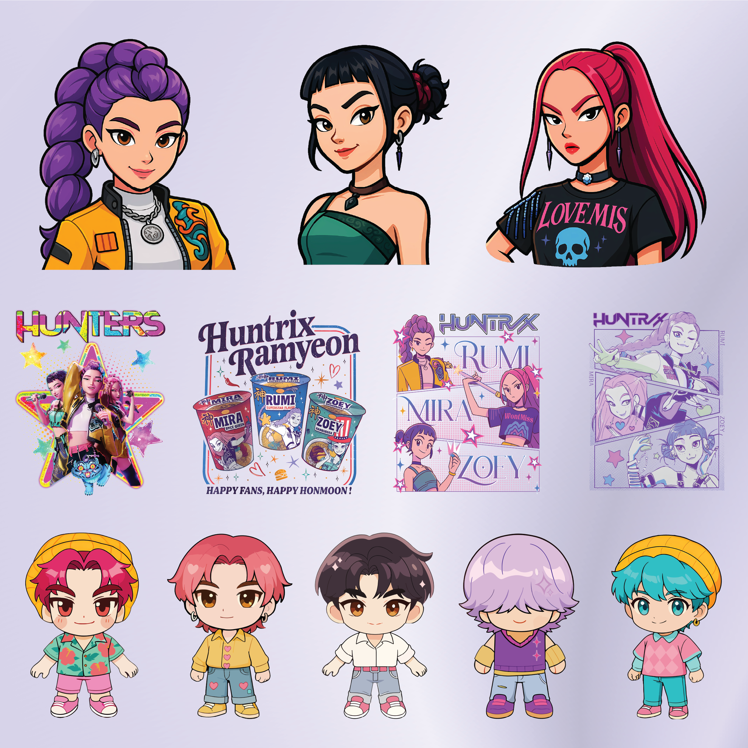 K-Pop Demon Hunters DTF UV Stickers